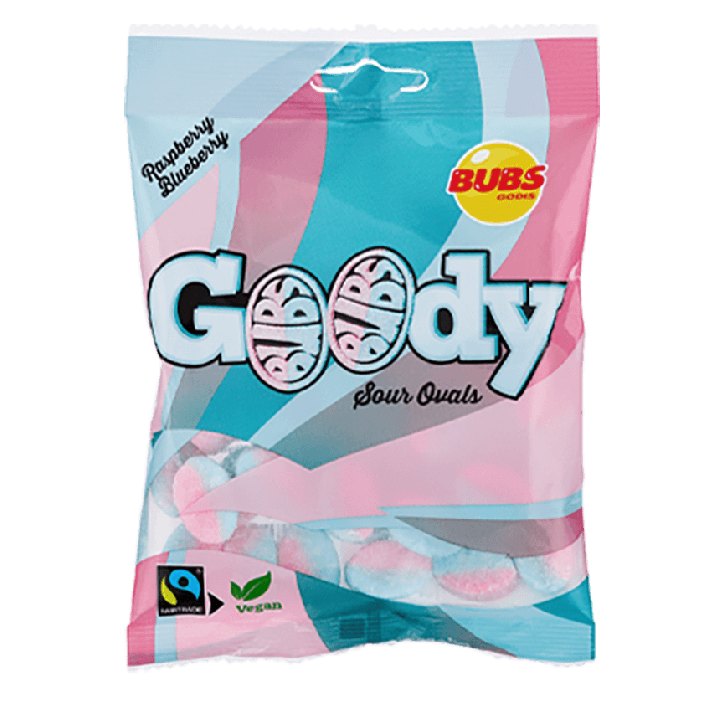 Bubs Goody Sour Ovals Raspberry & Blueberry 90 g