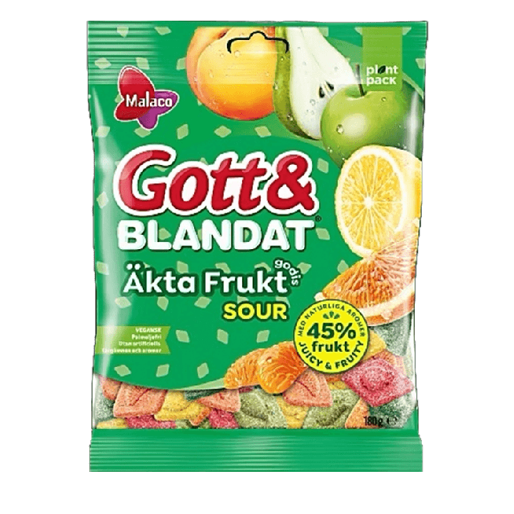 Malaco Gott & Blandat Real Fruit Sour 180 g 